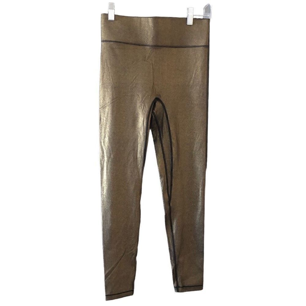 Bandier Leggings Womens S All Access Center Stage Legging Gold Foil Pilates NWT